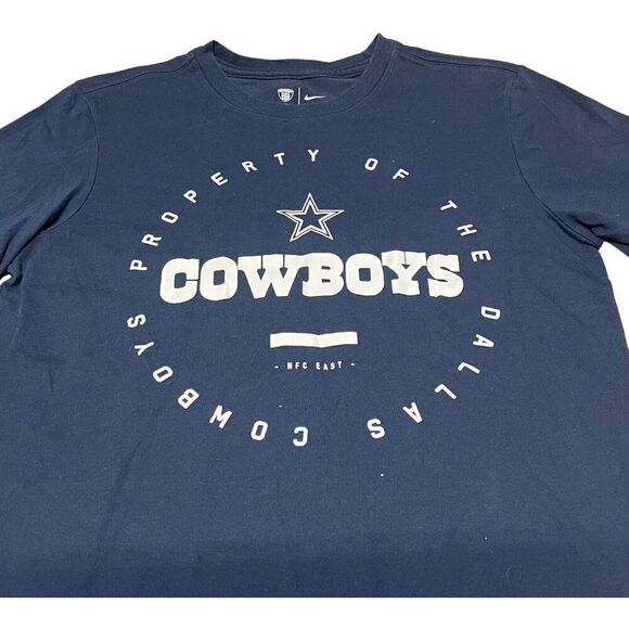 Property Of Dallas Cowboys NFL Nike DRI Fit Tshirt Size Small Navy Blue READ - Picture 2 of 9